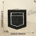 Detailed black embroidered denim fake pocket patch for clothing DIY craft accessories - 2cm x 2.2cm