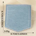Light blue denim fake pocket iron-on patch for clothing and bags, 9.7x8.7cm size. - Size 5 (9.7x8.7cm)