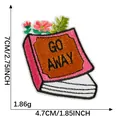 Embroidered book patch with Go Away slogan and flowers for DIY clothing decoration - Pink Book & Flower (GO AWAY)