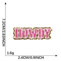 Ροζ κεντητό επίραμμα 'HOWDY' με χρυσό γκλίτερ περίγραμμα και μετρήσεις μεγέθους - Αλφάβητο HOWDY (C5R-A-2-10)