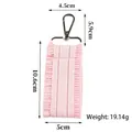 Pink pleated fabric ribbon keychain with metal hook for bags and luggage 10.6cm length - Pink