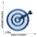 Blue target and dart iron-on embroidered patch, 4.8cm x 4cm DIY apparel accessory - Dartboard Bullseye