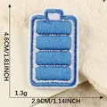 Blue battery embroidered iron-on patch with 4.6cm height for DIY clothing decoration - Battery / 4.6x2.9cm