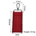 Red pleated fabric keychain for luggage tags with detailed dimensions and 19.14g weight. - Red