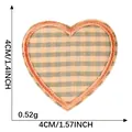 Toppa ricamata termoadesiva a forma di cuore a scacchi arancioni e grigi per borse - Gingham Arancio Grigio / Adesivo a Caldo