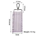 Handmade lavender pleated ribbon keychain for bags and luggage with size annotations - Light Purple