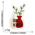 Embroidered 'Be Kind' patch with red vase and green leaves design - Vase Plants (BE KIND)