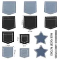 Assorted denim fake pocket and star embroidery patches for DIY clothing repair - Assorted Style Set / 11 Pieces Set