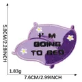 Purple pillow-shaped cartoon embroidered patch featuring I'M GOING TO BED text detail - Purple Pillow (I'M GOING TO BED)