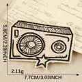 Vintage schetscamera geborduurde patch voor DIY tassen en kleding decoratie - 7.7x5.8cm