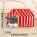 Süßer Cartoon-Hund in roter Hütte Aufbügel-Stickerei-Patch für DIY-Kleidungsdekoration - Haustierhaus / Einzelstück