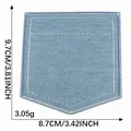 Light blue denim faux pocket embroidery patch for DIY clothing repair and bag decor - Faux Pocket (9.7x8.7cm) / Light Blue