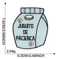 Cartoon juice box embroidery patch Juguito de Paciencia blue variant 7.6x6.3cm - Patience Juice (JUGUITO DE PACIENCIA)