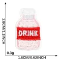 Mini patch ricamata a forma di bottiglia rosa con dettagli dimensioni di 2,8 cm - Bottiglia di Bevanda Rosa (6)