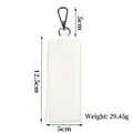 White cotton canvas webbing keychain carrier for DIY patches with silver metal hook - Style 3 / White