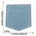 Denim embroidered pocket patch for DIY clothing accessories, 7x7.7cm size details - Faux Pocket (7x7.7cm) / Light Blue