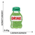 Mini bottiglia di bevanda verde ricamata toppa termoadesiva fai da te 2,8cm - Bottiglia di Bevanda Blu Verde (7)