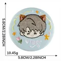 Circular light blue embroidered cartoon boy badge with cat ears and Vigor text detail - Vigor Blue Base Boy (Style 22)