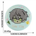 5.8cm anime embroidery badge pin featuring a grey-haired boy design - Ha Ha Blue Base Grey Hair (Style 23)