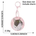 Cute pink embroidered cat keychain pendant charm, measuring 5.8cm in diameter for bags - Grey and White Cat Style (2) / 5.8cm