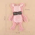 Pink plush bear patch with handmade pearl beads for clothing accessories decoration - Pink Bear (E4L-A-2-6)