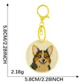 Round embroidered Corgi dog keychain charm for bags with clear size and weight specs - Corgi Dog Style (3) / 5.8cm