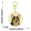Süßer bestickter Corgi Hund Schlüsselanhänger mit sternförmigem Metallverschluss - Corgi Stil / 1 Stück