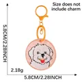 Adorable embroidered Maltese dog keychain pendant with orange lobster clip for bags - White Small Dog Style (5) / 5.8cm