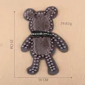 Hand-beaded grey bear plush fabric patch applique for DIY clothing and bag accessories - Gray Bear (E4L-A-2-9)