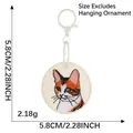 Detailed ginger cat embroidered round keychain tag charm for bags and accessories - Orange and White Cat Style (6) / 5.8cm