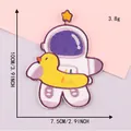 Cute astronaut embroidery patch with a yellow duck, 10x7.5cm self-adhesive applique sticker - Astronaut Holding Duck Style (B4L-A-3-1) / 10x7.5cm