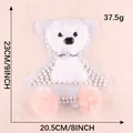 Cute plush bear patch with pearls and pink fur for clothing and bag decoration - White Bear (E4L-A-2-7)