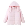 Giacca imbottita con cappuccio a righe bianche e rosa per donna vestibilità ampia - Taglia S / Top / Rosa
