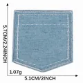 Denim faux pocket embroidery patch for DIY clothing accessories, 5.1x5.7cm size. - Cat Sock Style