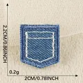Miniature dark blue denim pocket embroidery patch with dimensions 2x2.2cm for clothing - Size 5 (2.2x2cm)
