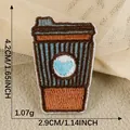 Detailed embroidered cartoon coffee cup patch with heart design for clothing and bag decor - Blue Heart Cup Style (4) / 1 Piece
