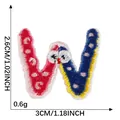 Embroidered letter W patch with cute cartoon eyes, 3cm width, pink and blue color - Letter W (2026.5.27)