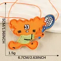 Aufbügler mit Stickerei: Orangefarbene Cartoon-Katze mit Tennisschläger für Kleidung - Tennis Monster