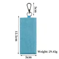 Sky blue woven canvas keychain strap with metal clip showing dimensions and weight - Style 9 / Light Blue