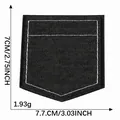 Detailed black denim faux pocket embroidery patch for DIY clothing and accessories - Note Style