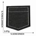 Black denim fake pocket patch embroidery DIY clothing accessory sticker 5.7x5.1cm 1.07g size - Bread Style
