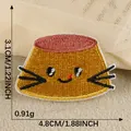 Cute cartoon pudding embroidery patch in yellow with face details, 4.8cm x 3.1cm - Pudding Cat Style (7)