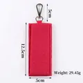 Red fabric DIY ribbon keychain strap with silver metal lobster clasp and dimensions - Style 11 / Burgundy