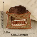 Cartoon coffee bag embroidered patch with size dimensions 4.3x4.2 cm for bags and hats - Coffee Sack Style (9)