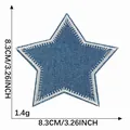 Star shaped denim embroidered patch for DIY clothing with 8.3cm dimension markers - Star (8.3x8.3cm) / Blue