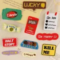 Assorted colorful embroidered DIY patches with creative English text for bags and clothing - Set of 11 Styles (Set)