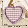 Purple and white gingham heart embroidered iron-on patch for diy clothing decoration - Purple Heart (1) / Purple Gingham