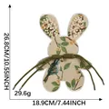 Embroidered rabbit patch with pearl beads and floral design, size 26.8cm x 18.9cm - Cartoon Rabbit Style (G4R-B-2-6) / 1 Piece