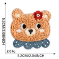 Cute cartoon bear chenille embroidery patch for DIY decoration and phone cases - Flower Ear Bear Style (2*Self-Adhesive)