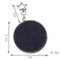 Round dark blue denim folding makeup mirror with star keychain, size 7x7.3cm and 58.36g - Folding Makeup Mirror / Navy Blue